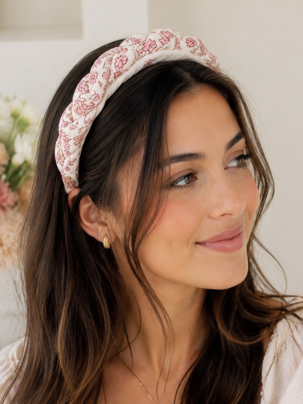Vintage Pink Floral Padded Headband